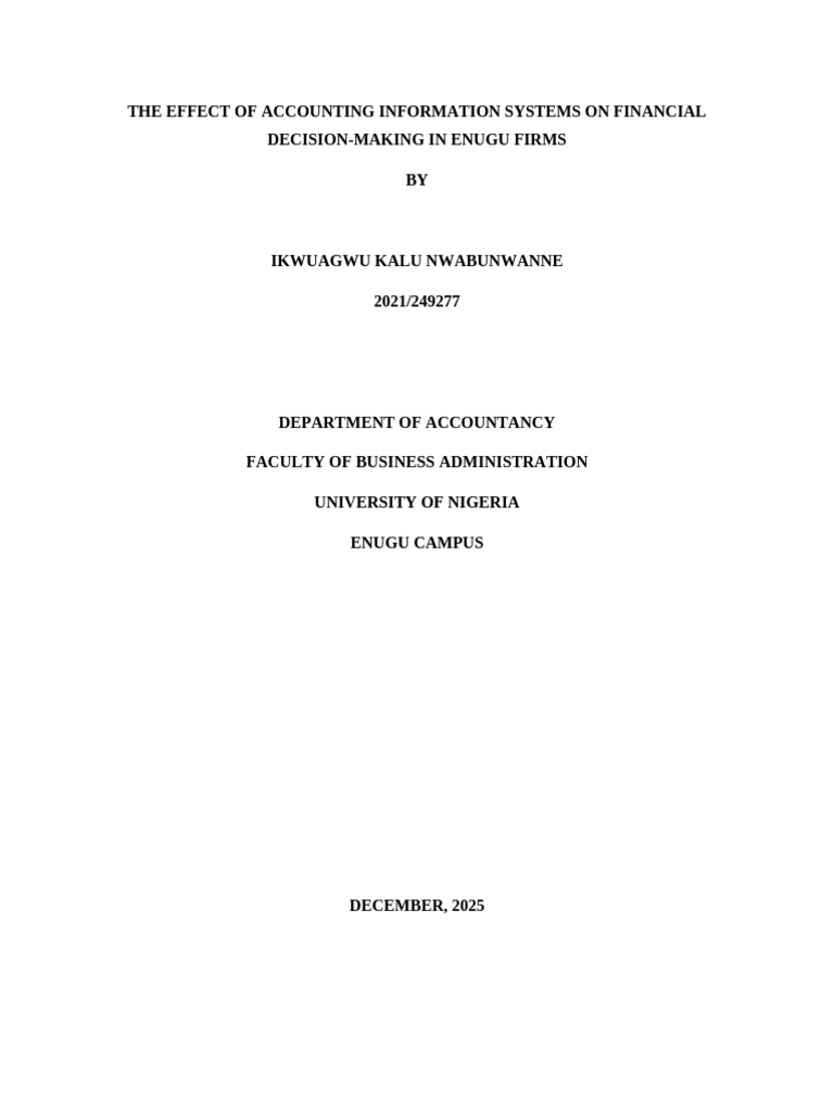 Impact of AIS on Financial Decisions in Enugu | PDF | Artificial ...