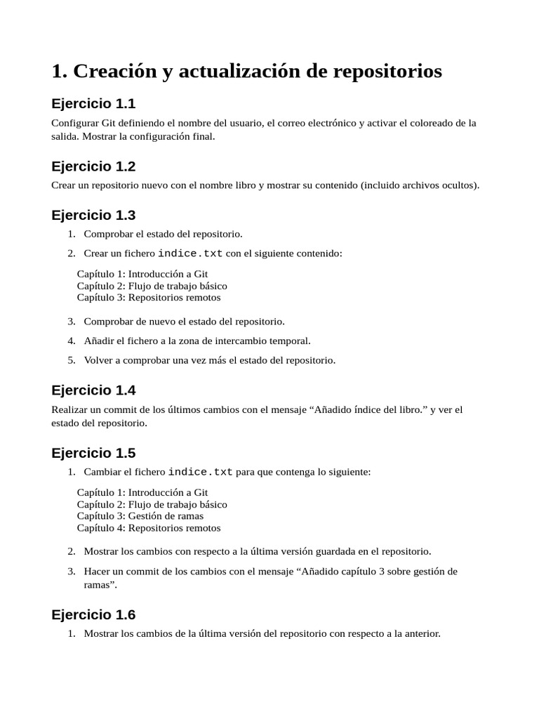 Ejercicios Prácticos de Git y GitHub | PDF | Archivo de computadora ...