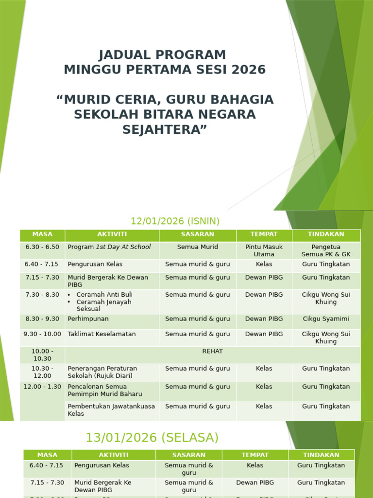 Jadual Program Minggu Pertama 2026 | PDF