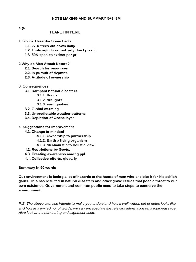 Revised Note Making - Handout | PDF | Time Management | Professional Skills