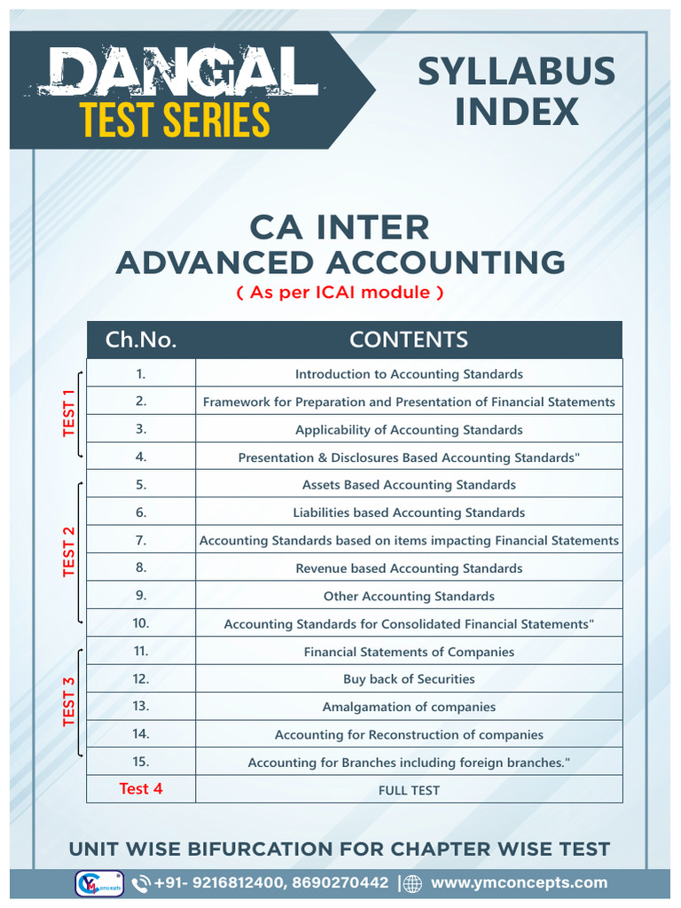 Ca Inter Test Series Index Sep 25 - 1751716094855 | PDF | Taxes | Audit