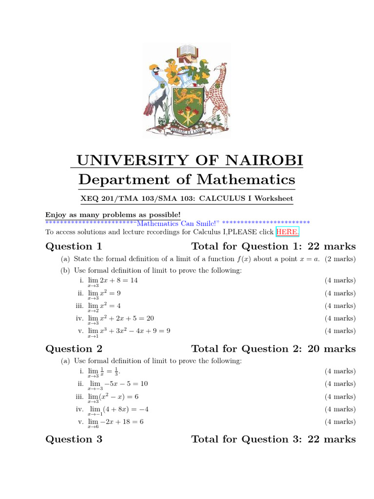 Calculus I Limit Problems Worksheet | PDF | Mathematical Relations ...