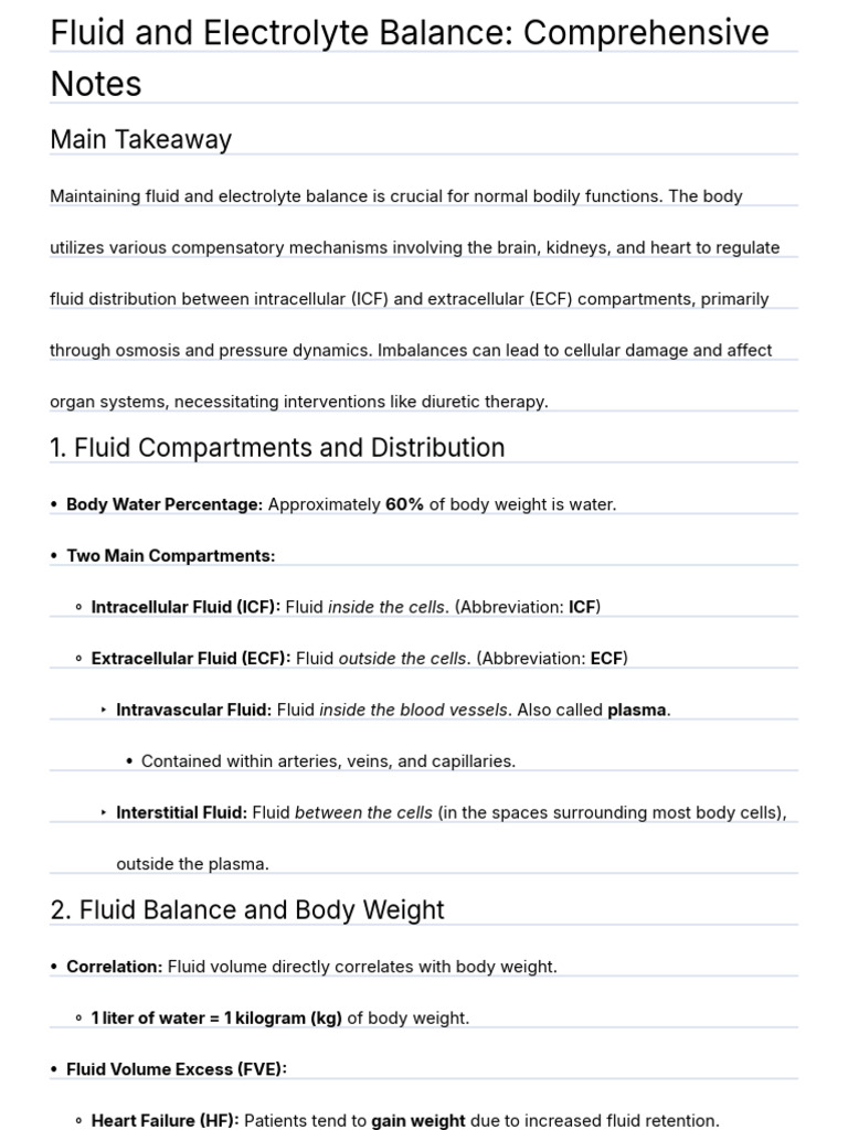 Fluid Balance and Body Weight Insights | PDF