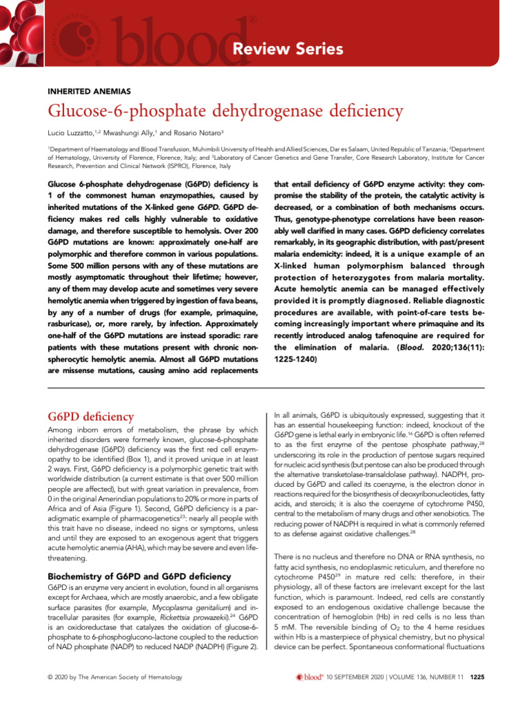 G6PD Deficiency: Causes and Management | PDF | Glutathione | Biochemistry