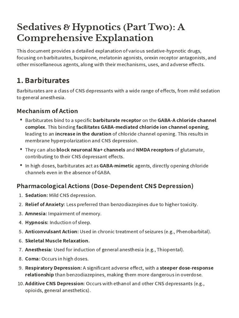 Sedative-Hypnotics: Types & Effects | PDF | Benzodiazepine | Pharmacology