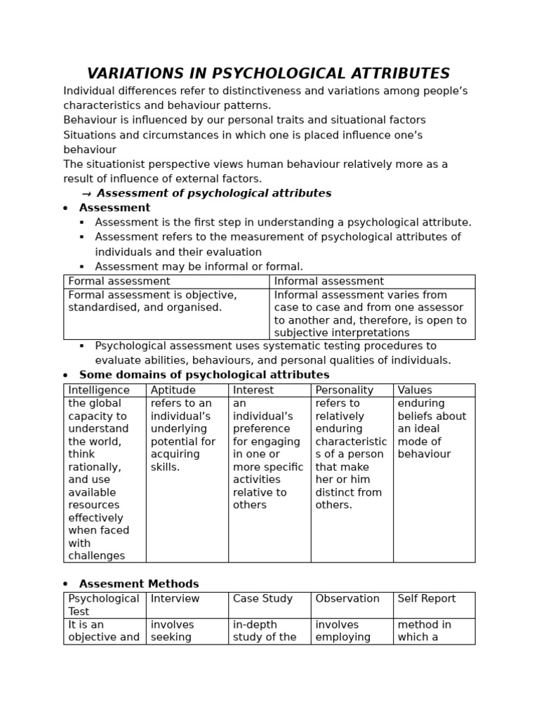 Variations in Psychological Attributes - Notes | PDF | Intelligence ...