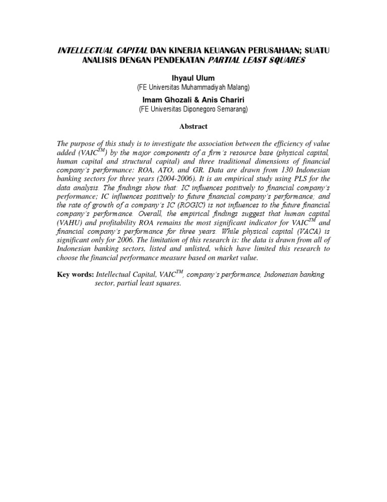 Intellectual Capital and Financial Performance | PDF | Finance & Money ...