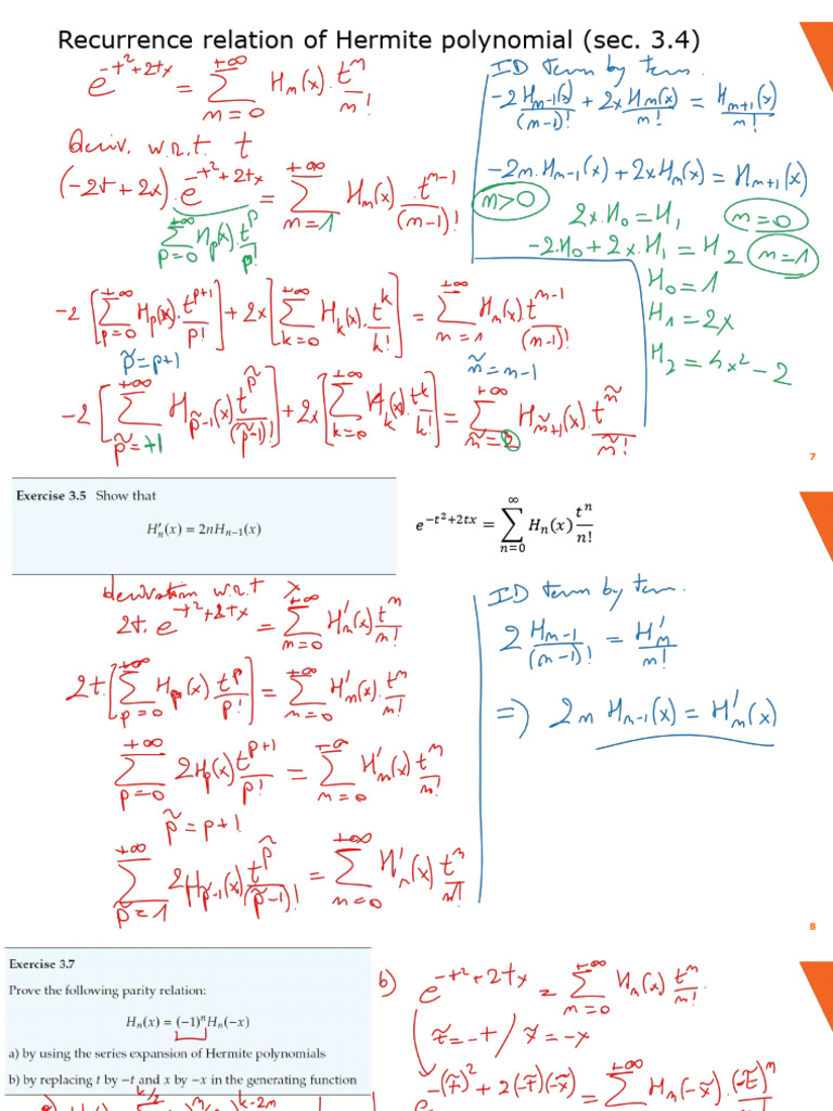 Hermite Polynomial Recurrence Relations | PDF