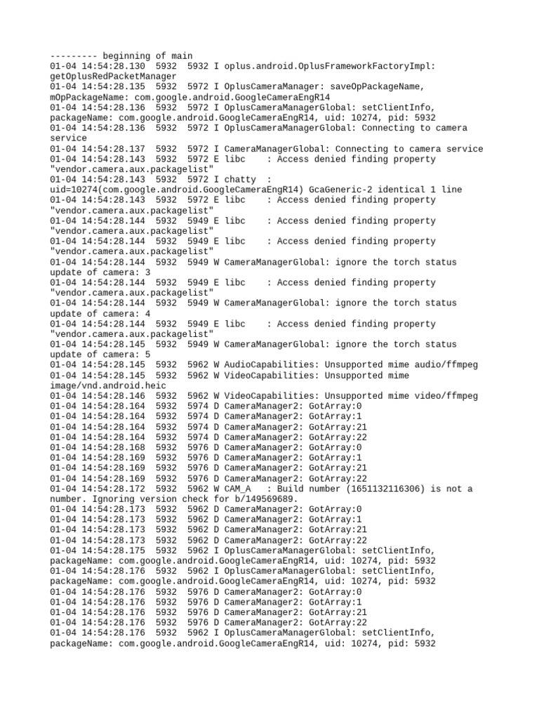 Oplus Camera Manager Log Analysis | PDF | Computing | Computer Engineering