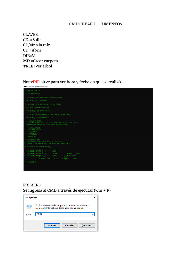 Comandos Básicos de CMD para Documentos | PDF