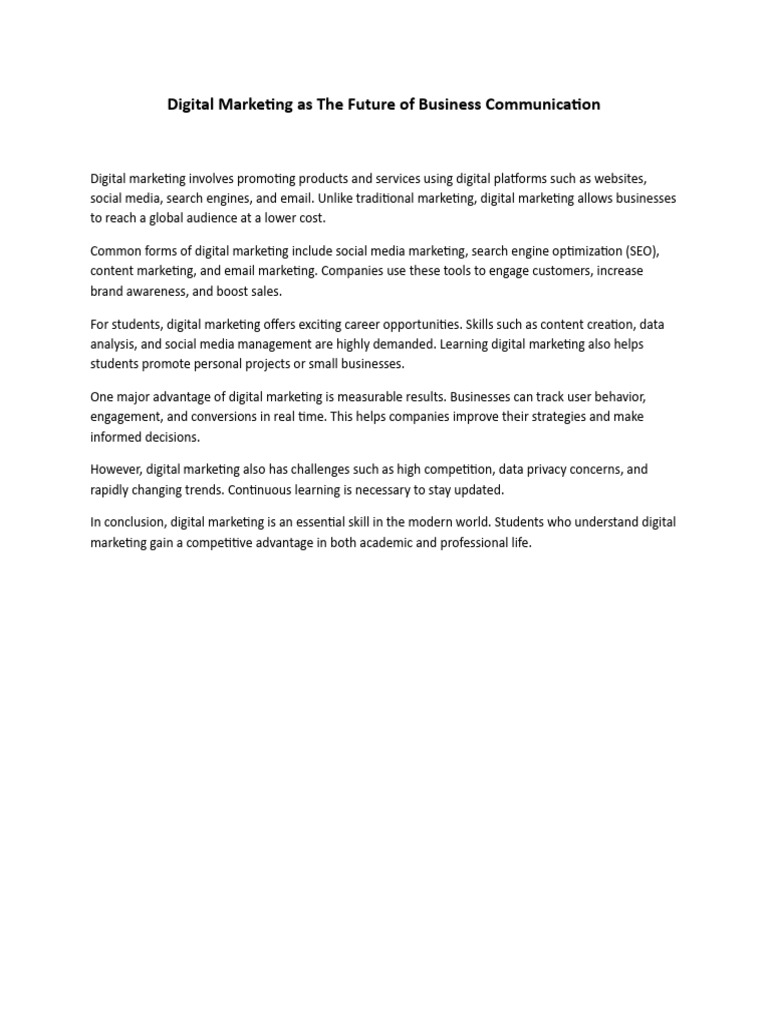 Digital Marketing as the Future of Business Communication | PDF
