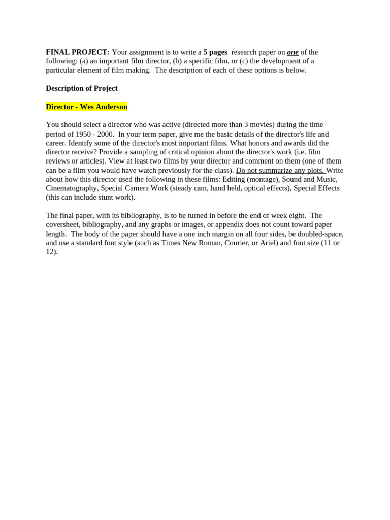 Wes Anderson: Film Director Analysis | PDF