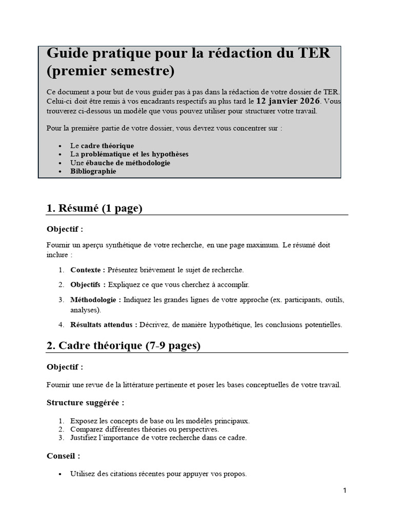 Guide de rédaction du TER en psychologie | PDF | Psychologie | Sciences ...