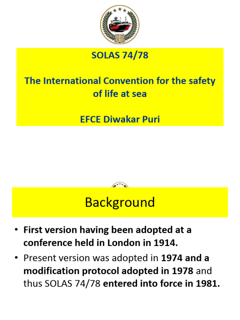 SOLAS 74/78: Maritime Safety Regulations | PDF | Shipping