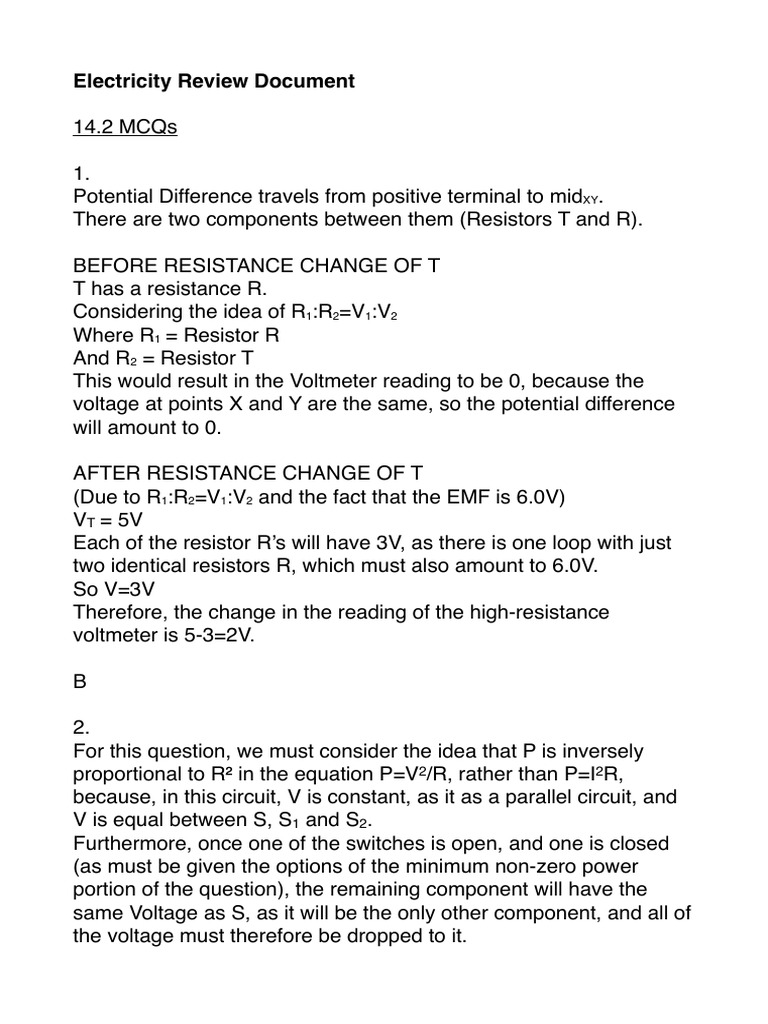 Electricity Concepts and Calculations Guide | PDF | Voltage | Series ...