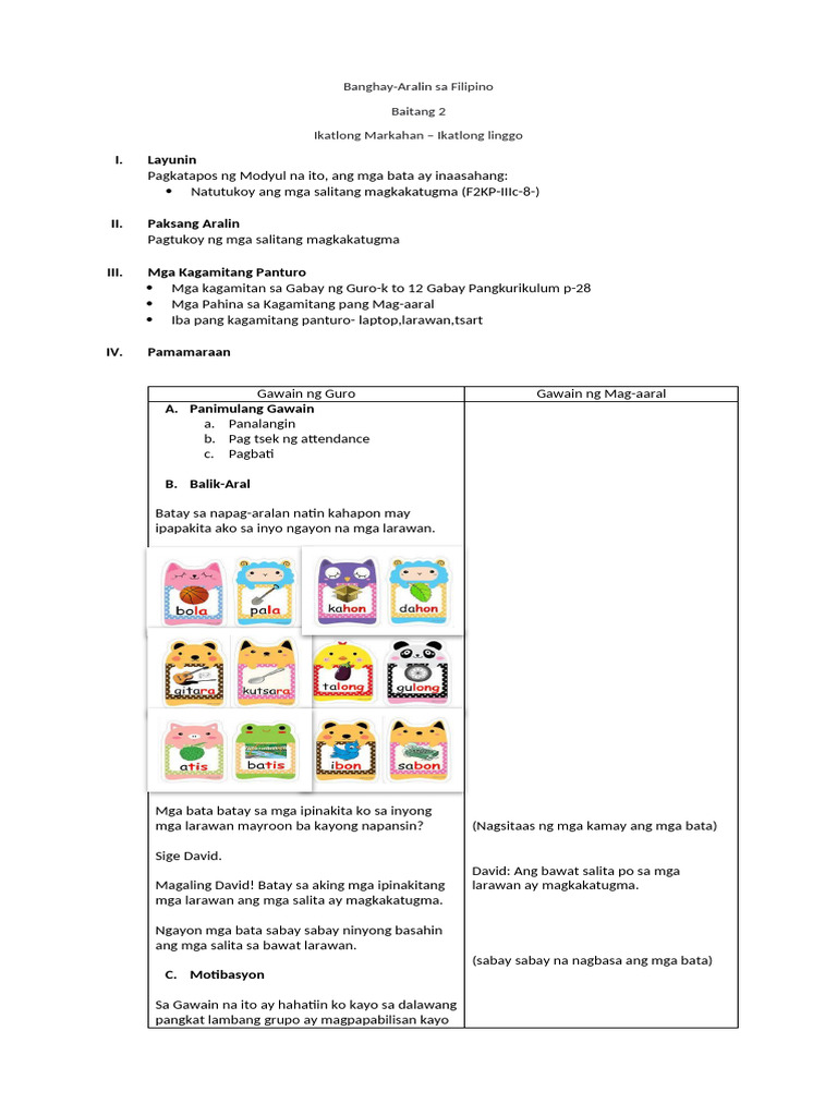 Lesson Plan in Filipino | PDF