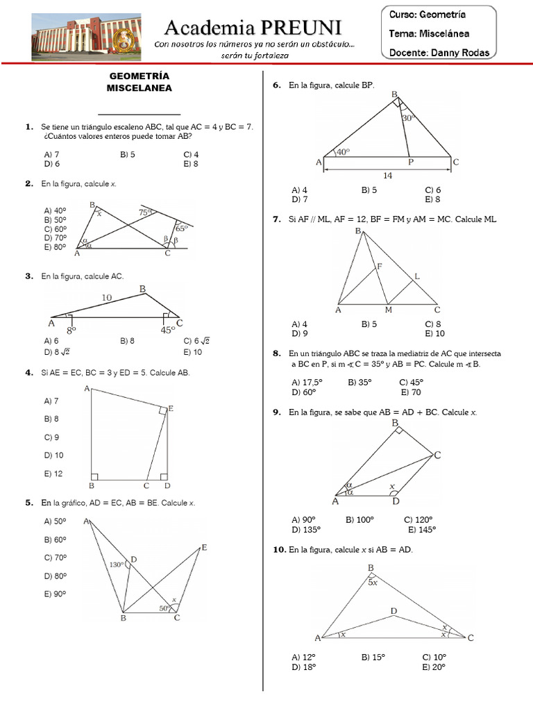Ejercicios de Geometría para Clase | PDF | Triángulo | Geometría Elemental