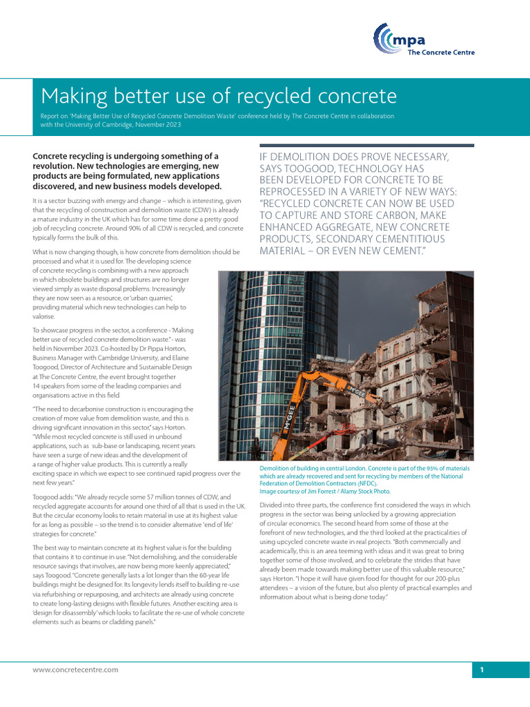 Making Better Use of Recycled Concrete - Making Better Use of Recycled ...