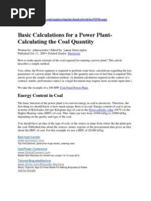 Basic Calculations For A Power Plant Boiler Power Station - 