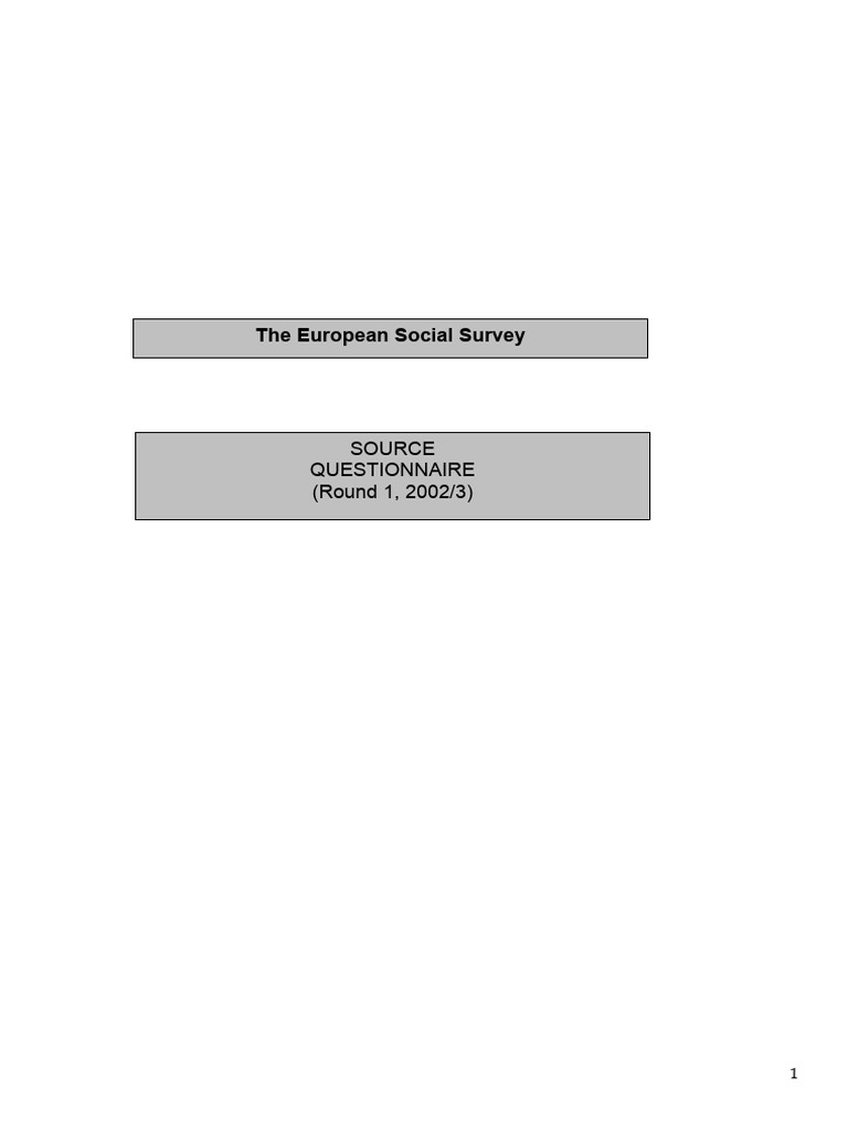 European Social Survey 2002/3 Questionnaire | PDF | Christian ...