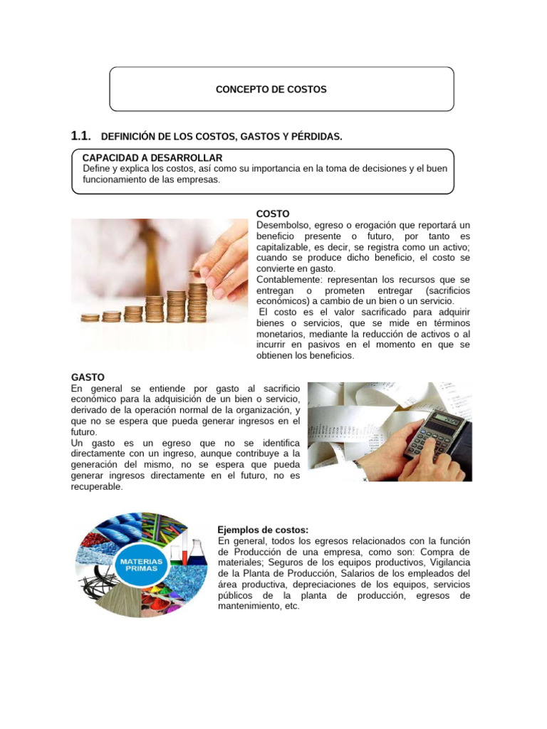 Definición y Clasificación de Costos | PDF | Costo | Contabilidad