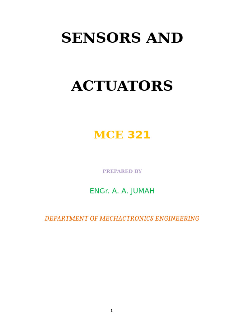Sensors and Actuators Overview Guide | PDF | Inductance | Sensor