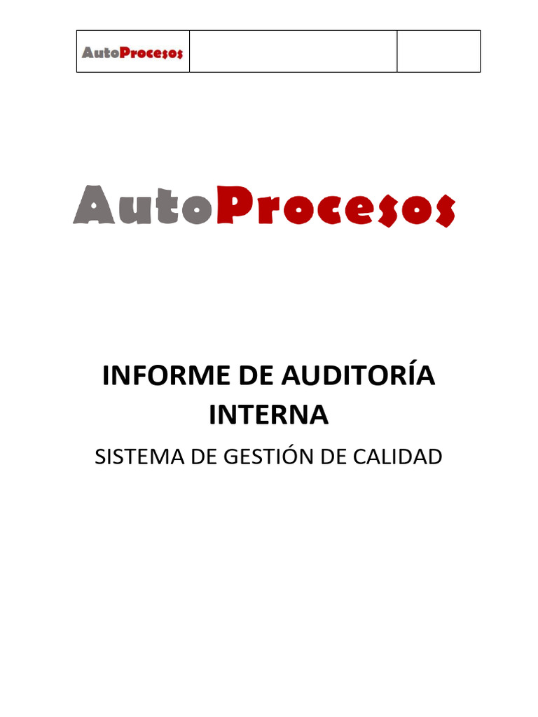 Auditoría Interna ISO 9001:2015 AUTOPROCESOS | PDF | Sistema de manejo ...