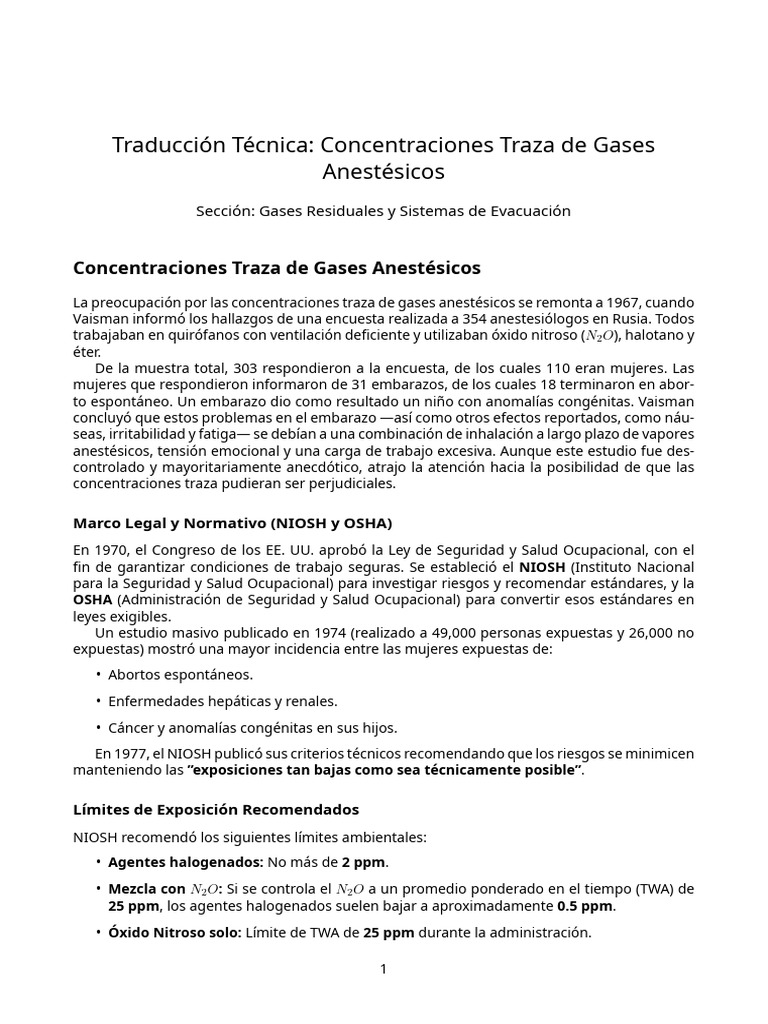Traducción Concentraciones Traza | PDF | Anestesia | Administración de ...