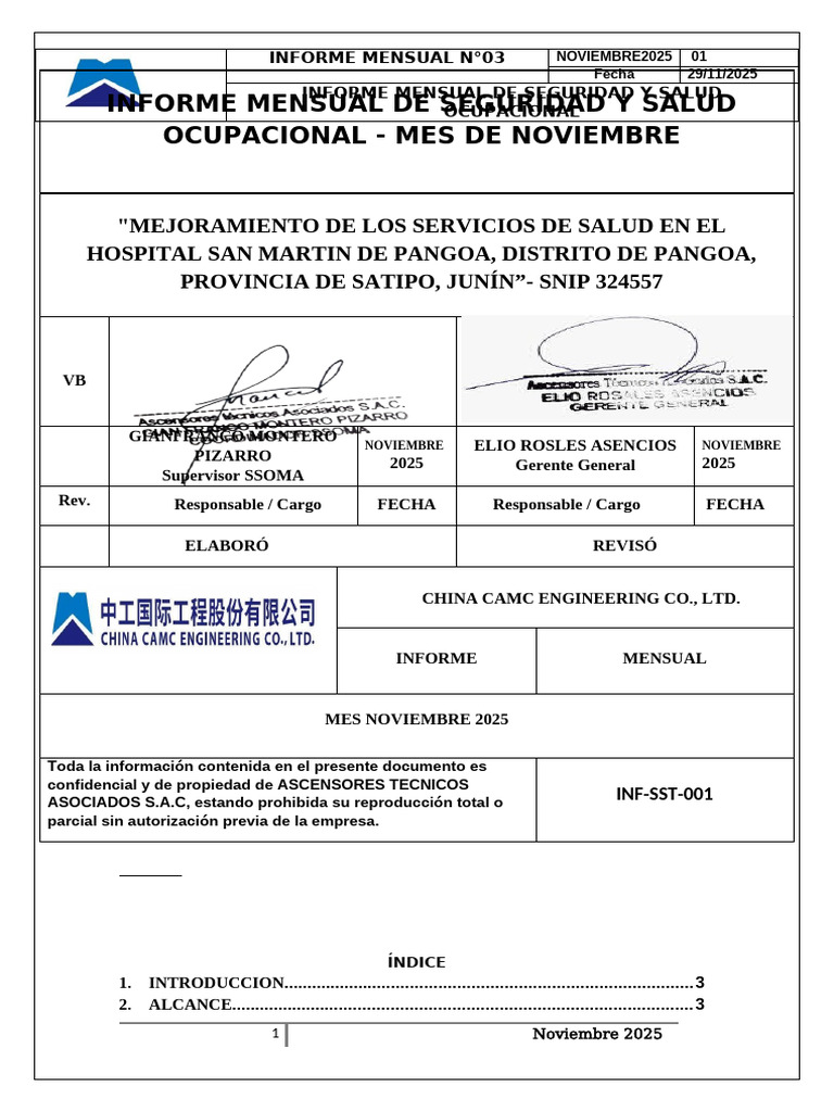 Informe Mensual de Seguridad Nov 2025 | PDF | Seguridad y salud ...