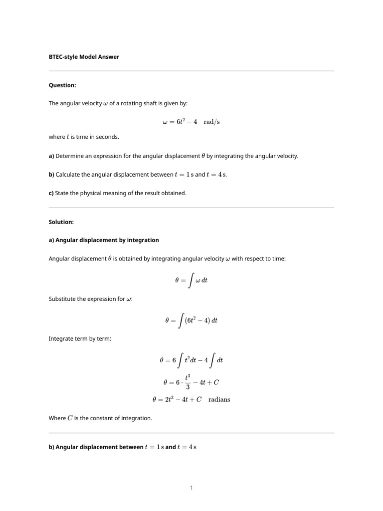 Angular Displacement Calculation Guide | PDF