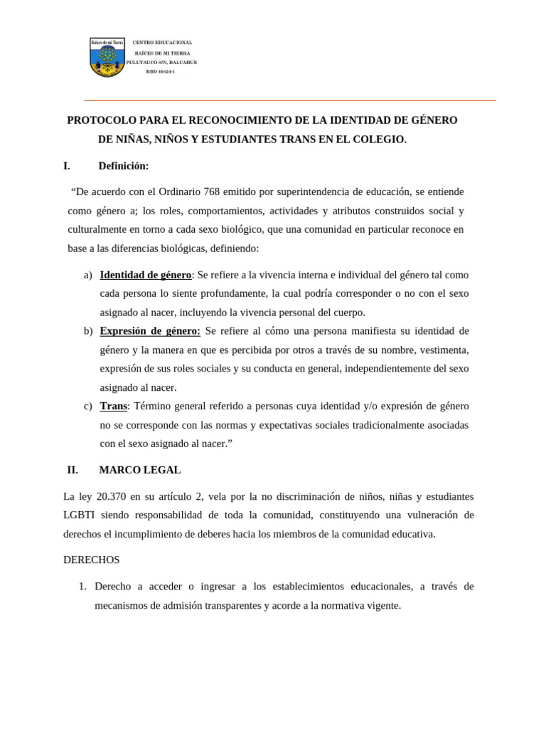 Protocolo Reconocimiento Identidad de Genero Raíces | PDF | Género ...