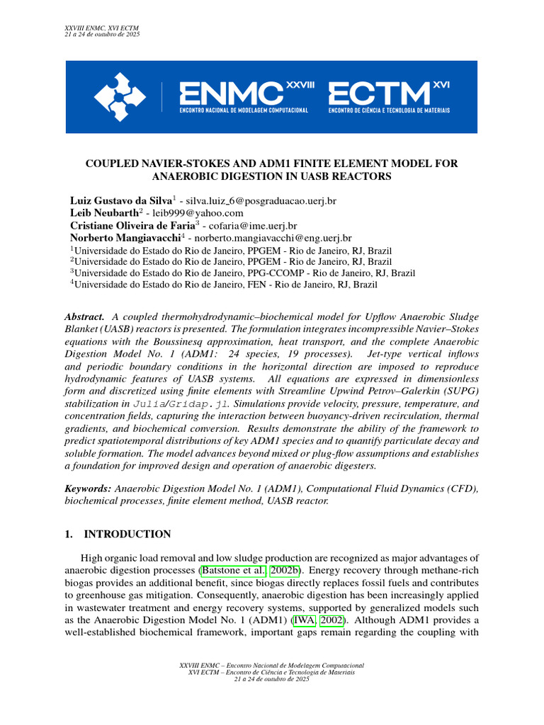 UASB Reactor Modeling with ADM1 and CFD | PDF | Fluid Dynamics ...