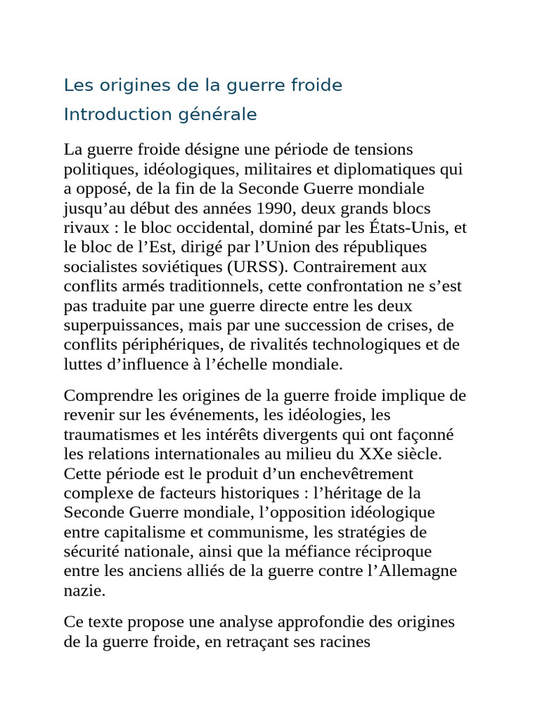 Origines de la guerre froide expliquées | PDF | Guerre froide | Communisme