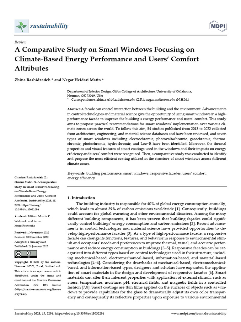 A Comparative Study on Smart Windows Focusing on C | PDF | Temperate ...