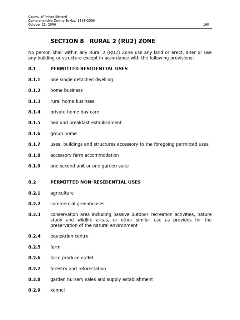 RU2 Zoning Info | PDF | Natural Environment