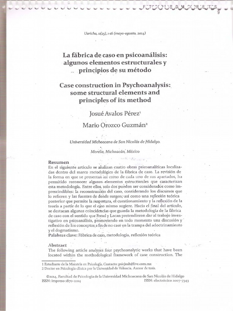 Elementos de la Fábrica de Caso en Psicoanálisis | PDF | Jacques Lacan ...
