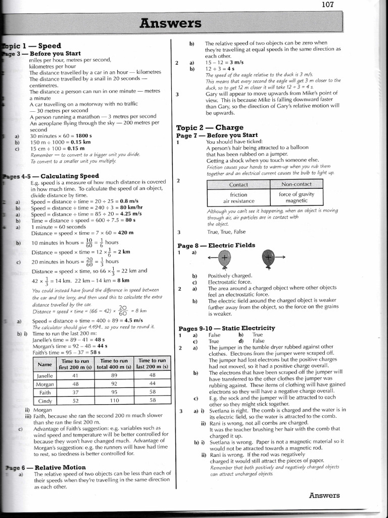 CPG Science Yr7 Workbook Answers | PDF
