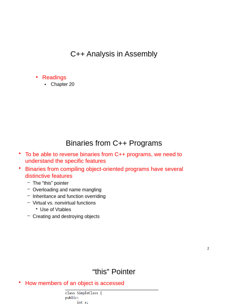 C++ Binary Analysis Techniques | PDF | Inheritance (Object Oriented ...