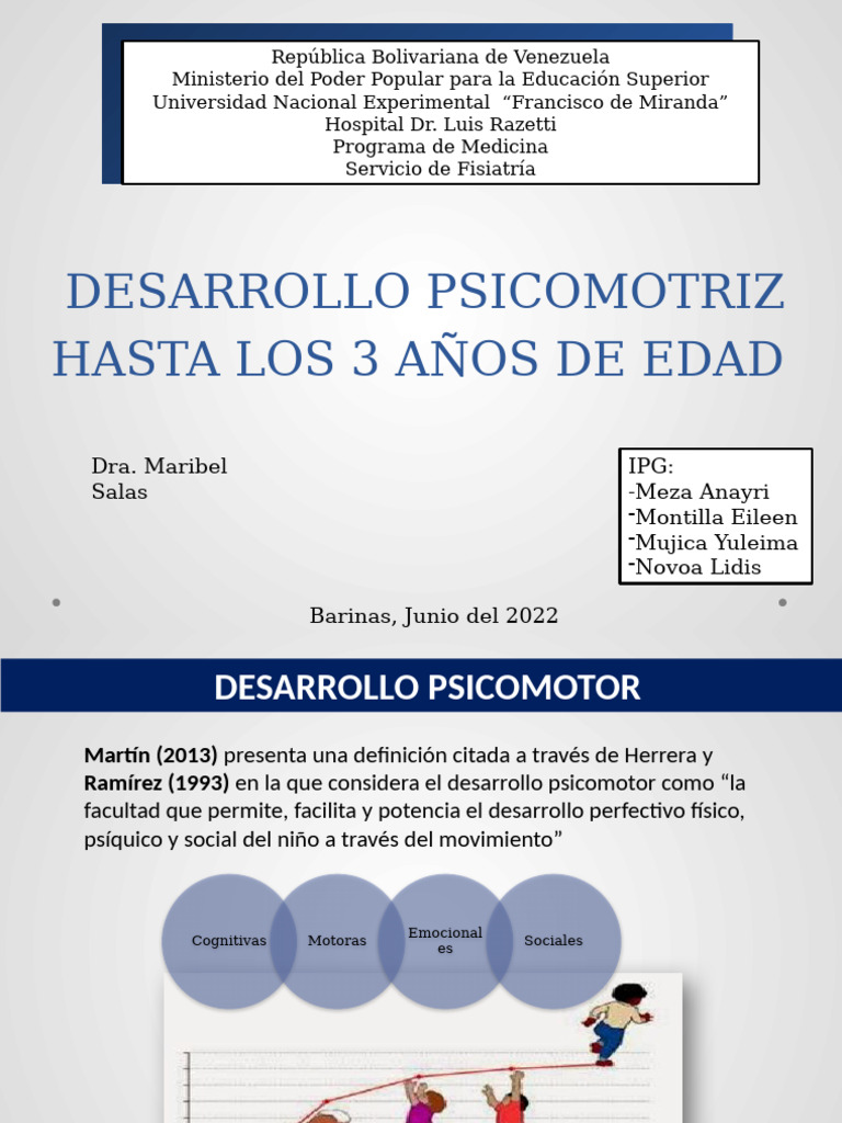 Desarrollo Psicomotor en Niños hasta 3 Años | PDF | Parálisis cerebral ...