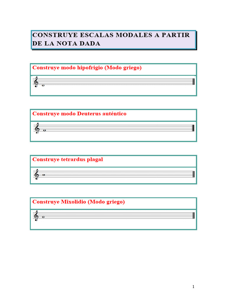 Construye Escalas Modales a Partir de La Nota Dada+ | PDF