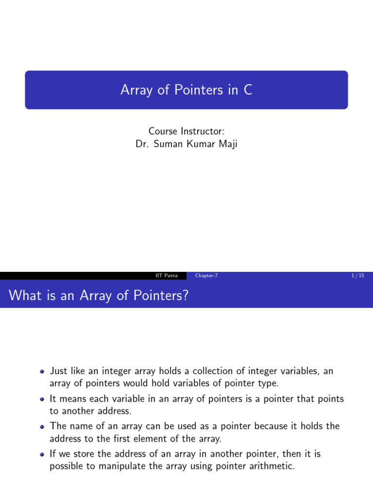 Chapter 7 Array of Pointers | PDF | Pointer (Computer Programming ...