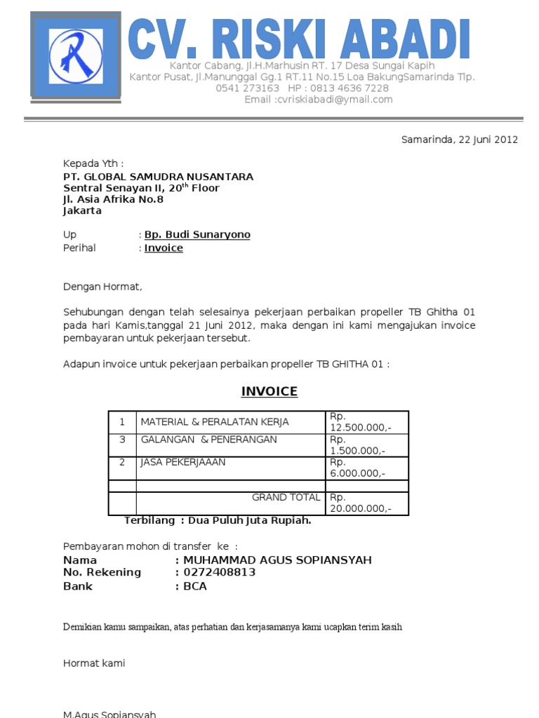 Invoice Perbaikan Propeller TB Ghitha 01 | PDF