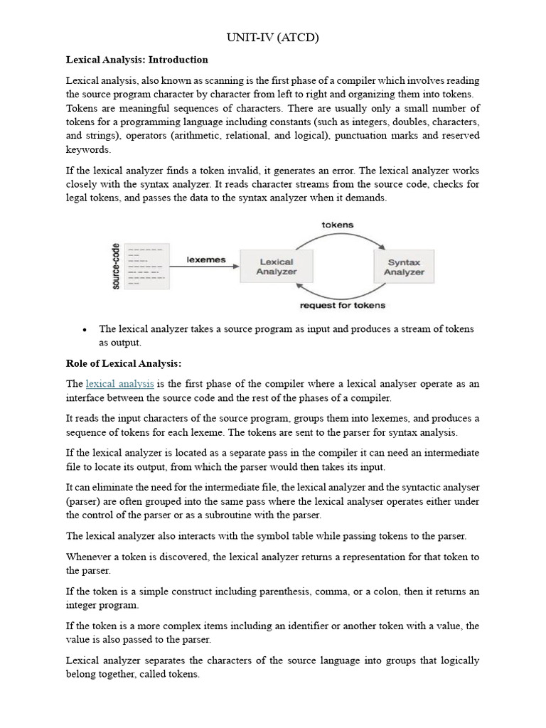 Lexical Analysis in Compiler Design | PDF | Parsing | Implementation