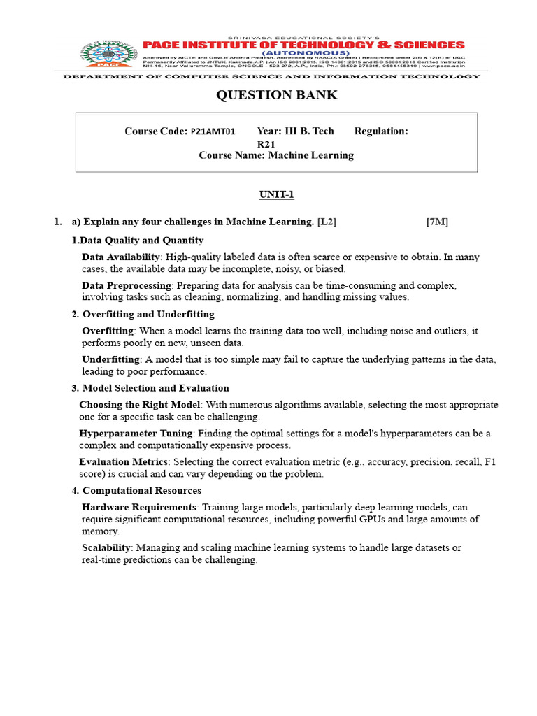 Machine Learning Challenges and Applications | PDF | Machine Learning ...