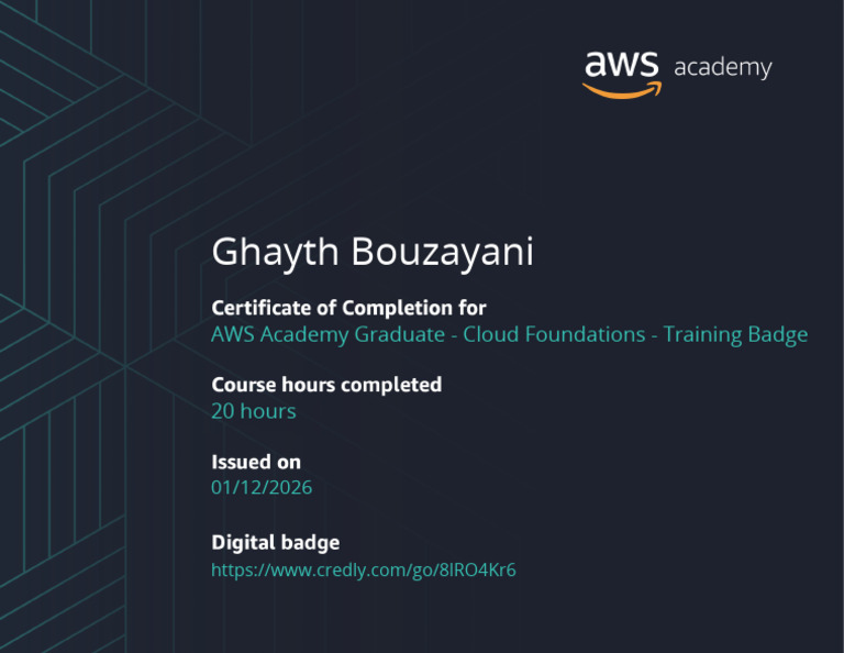 AWS Academy Graduate Cloud Foundations Training Badge Badge20260112-31 ...