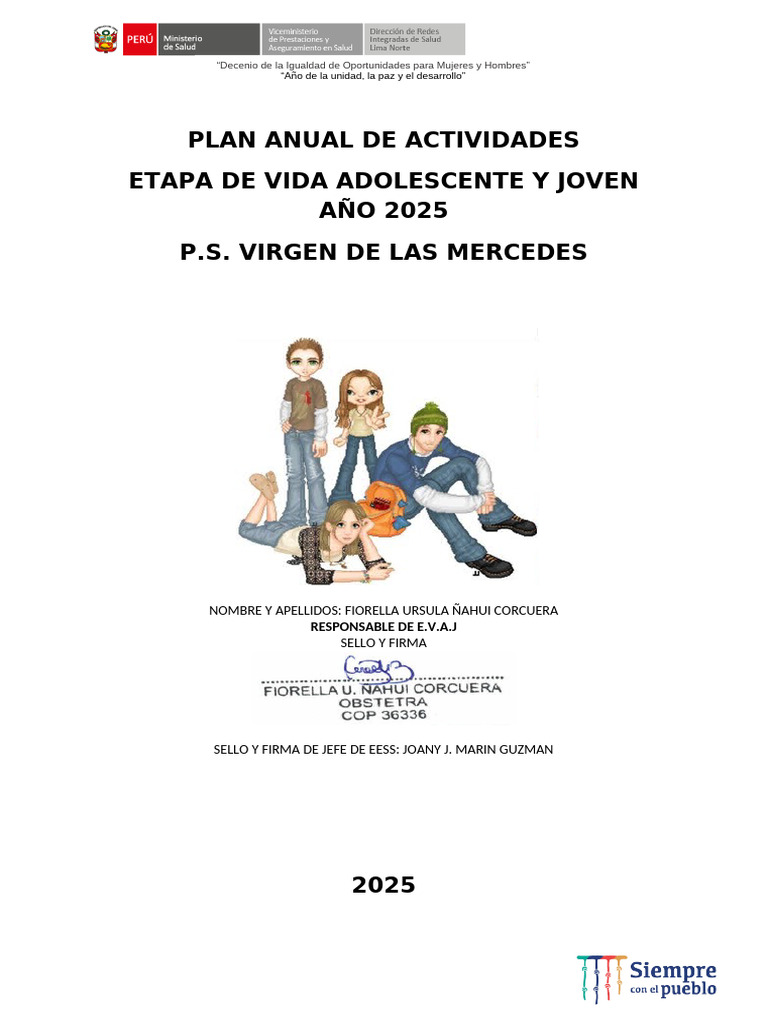 Plan Anual de Salud para Adolescentes 2025 | PDF | Adolescencia | Adultos