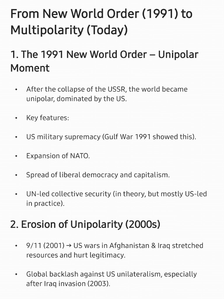 From New World Order to Multipolarity | PDF
