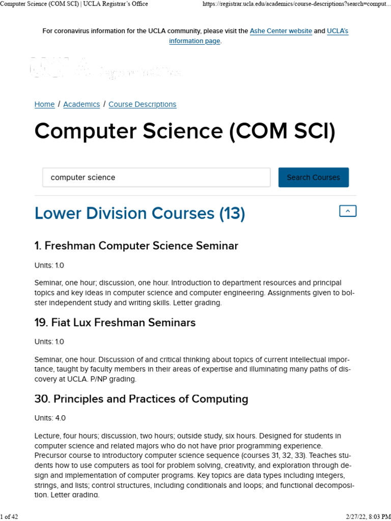 UCLA Computer Science Course Descriptions | PDF | 3 D Computer Graphics ...