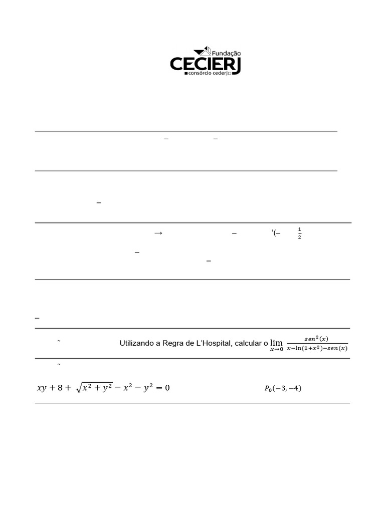 Exercícios de Cálculo I EAD 2025 | PDF
