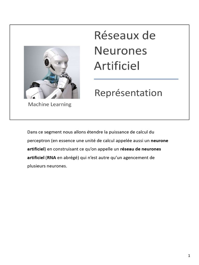 Introduction aux Réseaux de Neurones Artificiels | PDF | Apprentissage ...